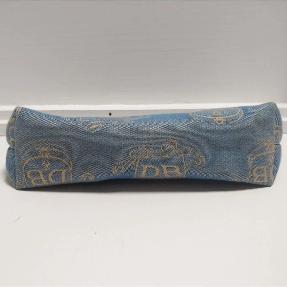 Dooney & Bourke Denim Blue and Gold Zip ID Clutch & Wristlet Set canvas boho